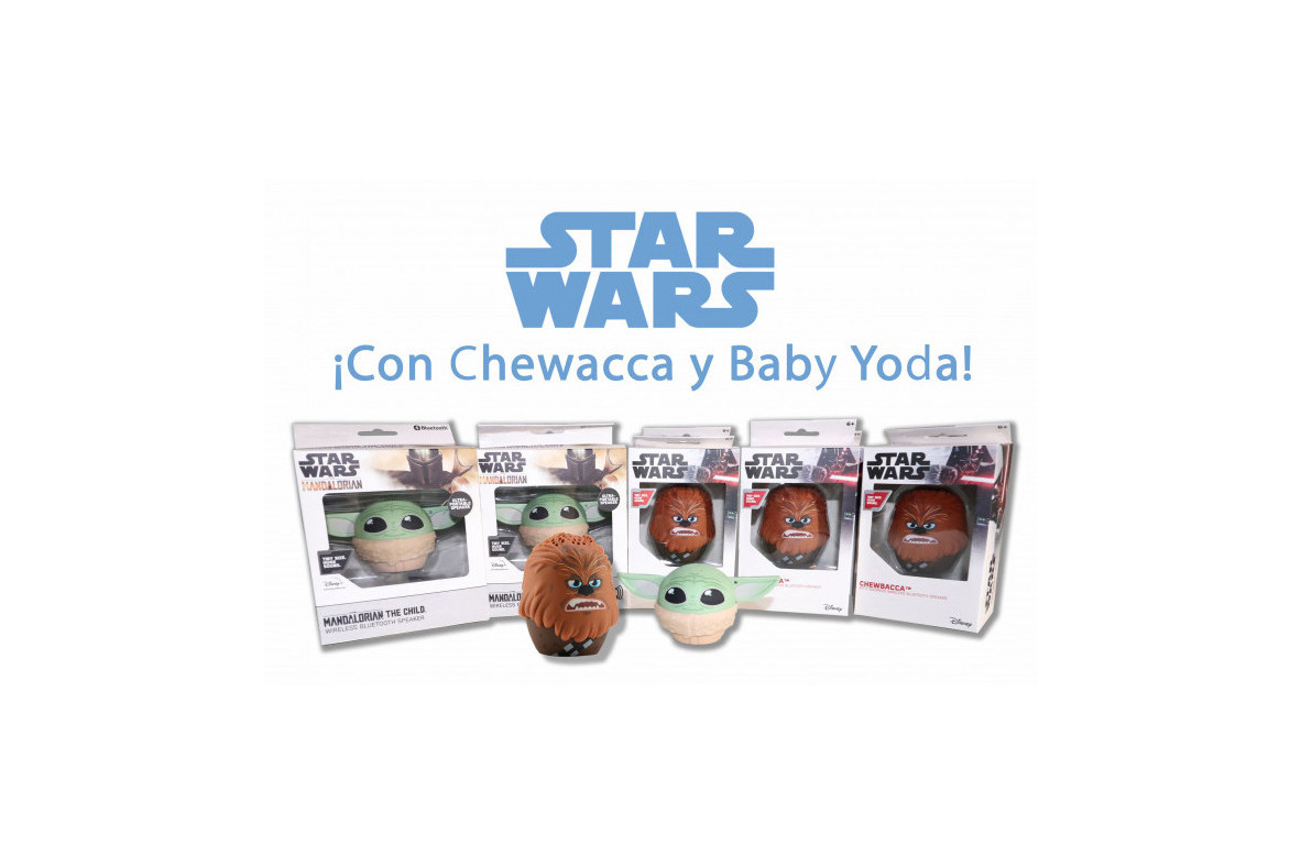 Bocinas Bluetooth Baby Yoda y Chewbacca, StarWars